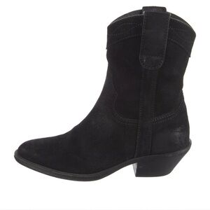 Saint Laurent Women's Black Suede Western Ankle Boot